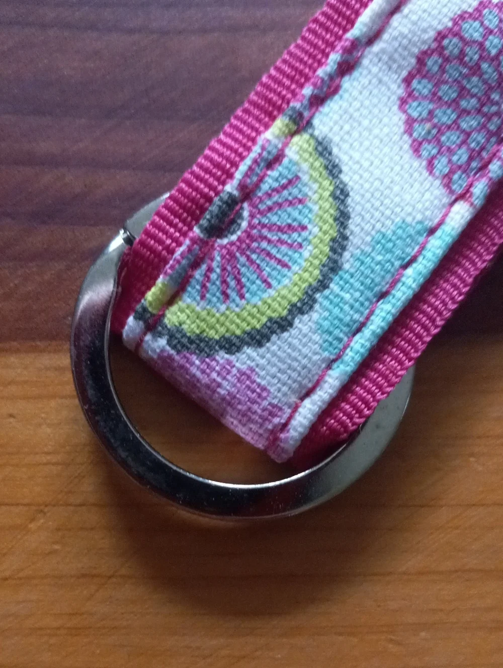 Thirty-One Colorful Pink Patterned Wristlet Key Fob